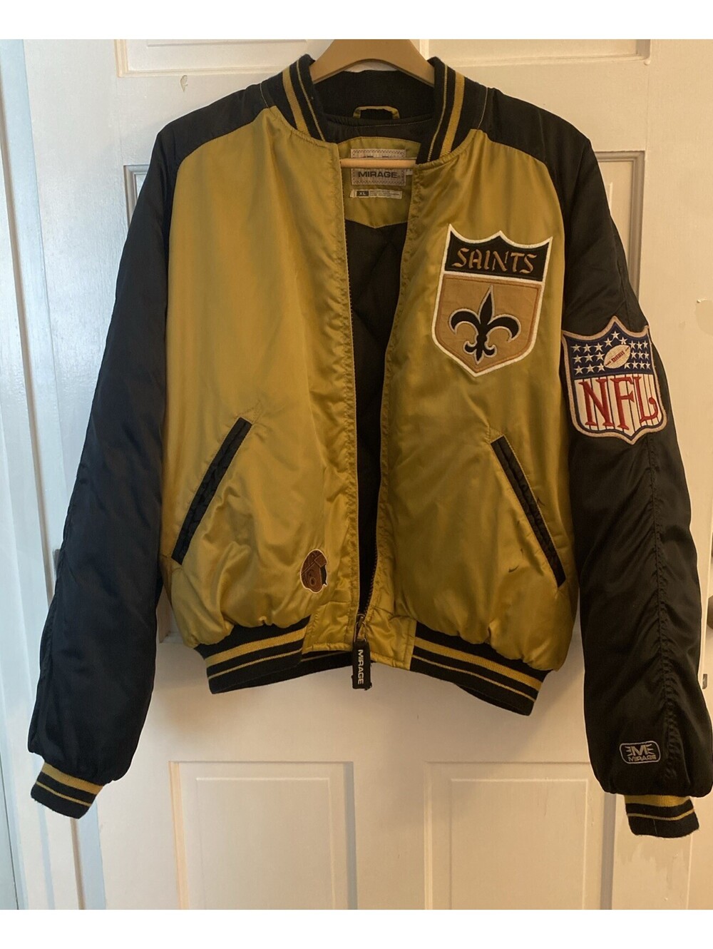 Vintage New Orleans Saints Satin NFL Branded Football Jacket by Mirage Size XL
